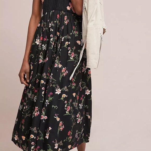 ANTHROPOLOGIE NWT Maeve "Lola" Embroidered Floral Midi Dress - Small - Picture 6 of 6